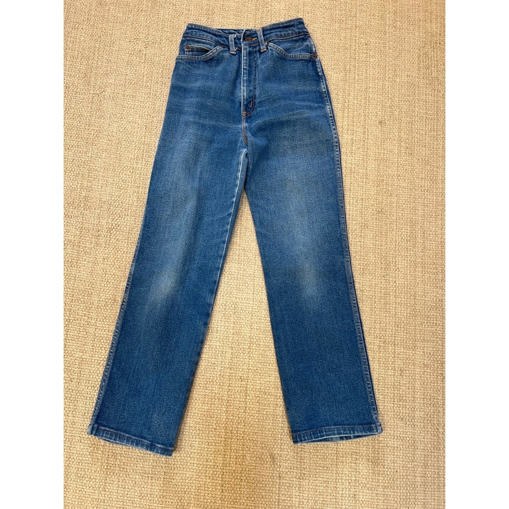 Chic Jeans Girls 22Wx26L Denim Blue High Rise Embroidered VTG 80's